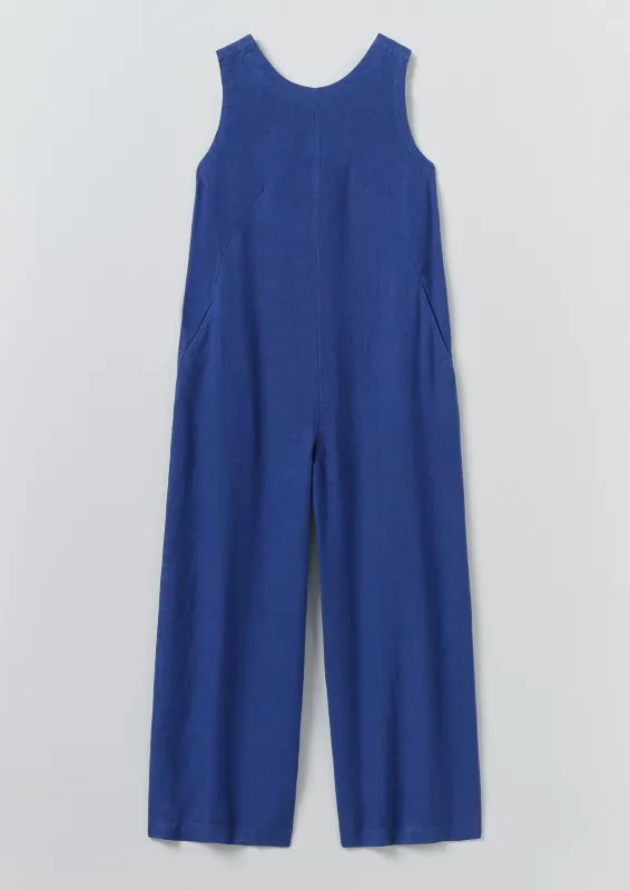 Garment Dyed Linen Scoop Back Jumpsuit | Carmine Blue made by TOAST