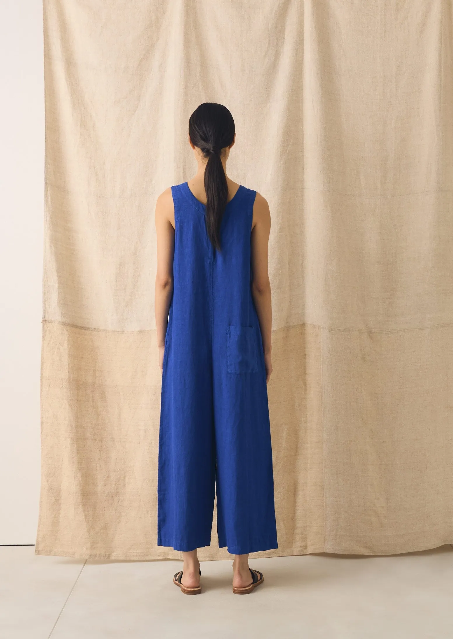 Garment Dyed Linen Scoop Back Jumpsuit | Carmine Blue sold by TOAST product image thumbnail 3