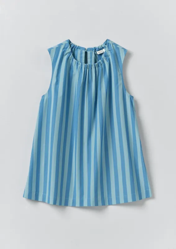Oyo Stripe Gathered Cotton Tank | Aqua/Cornflower made by TOAST