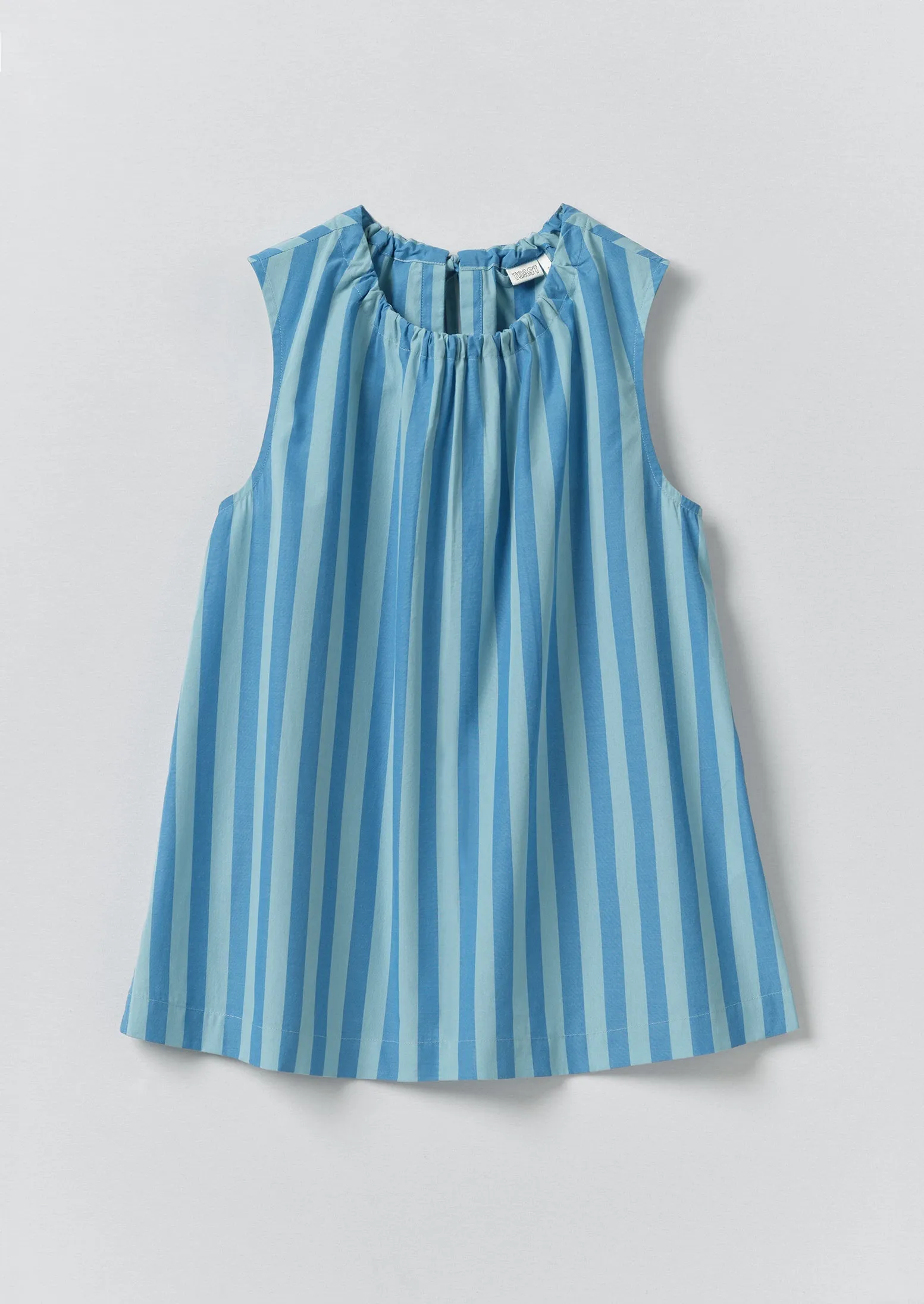 Oyo Stripe Gathered Cotton Tank | Aqua/Cornflower sold by TOAST