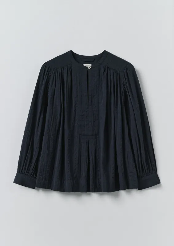 Lightweight Cotton Seersucker Shirt | Navy made by TOAST