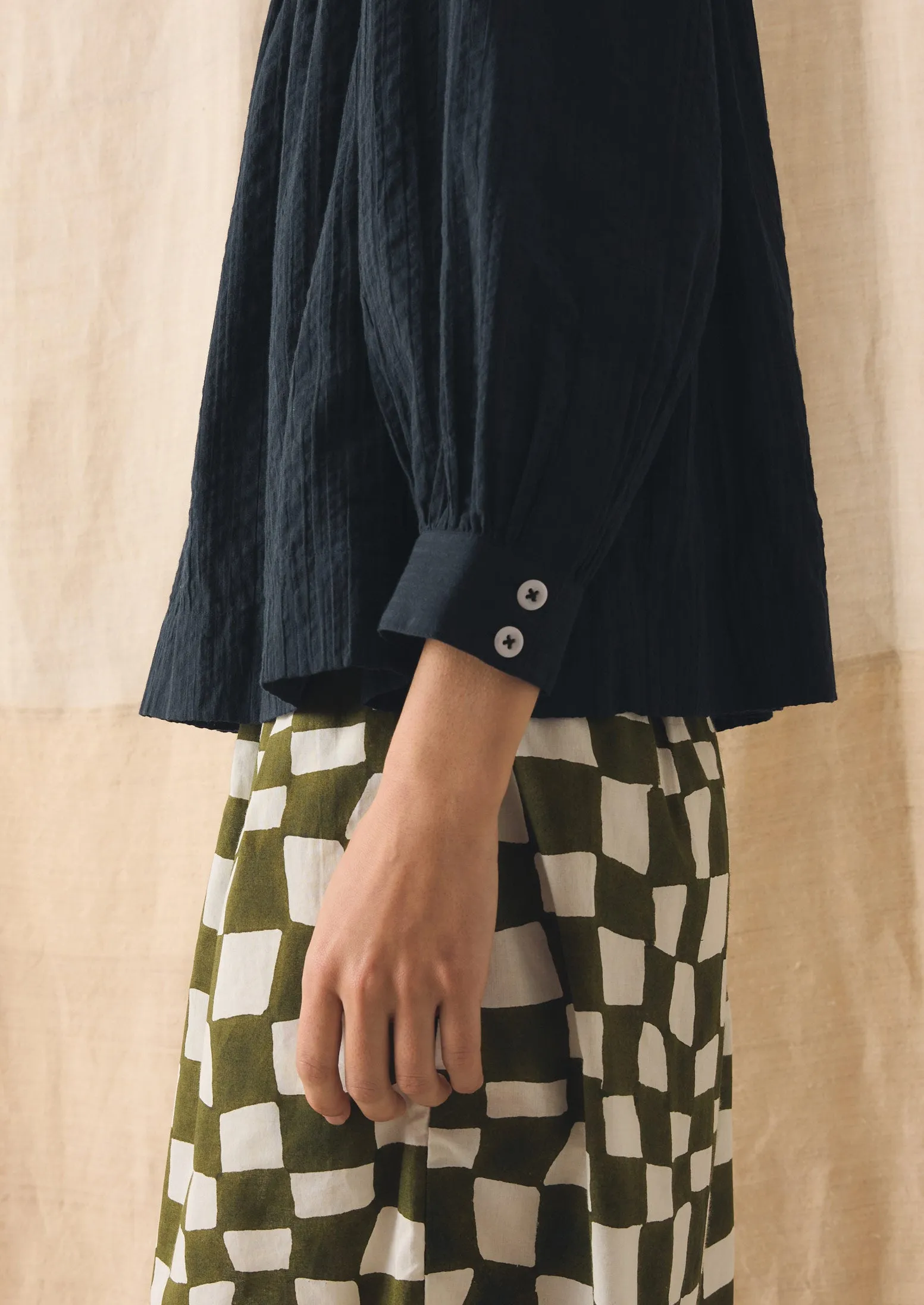 Lightweight Cotton Seersucker Shirt | Navy sold by TOAST product image thumbnail 5
