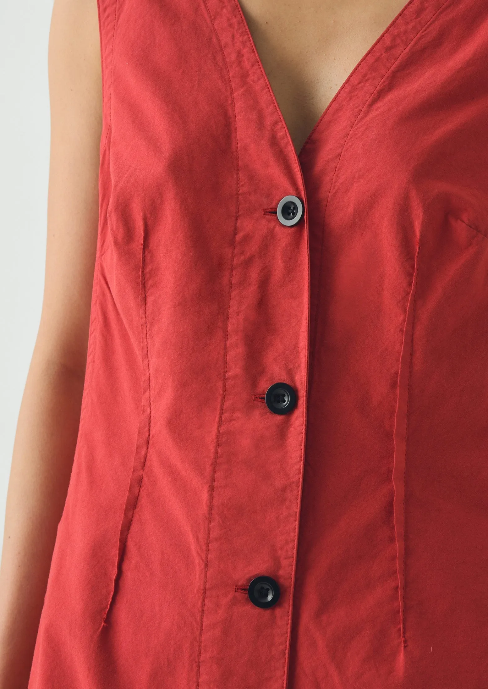 V Neck Cotton Linen Poplin Dress | Goji Berry sold by TOAST product image thumbnail 4