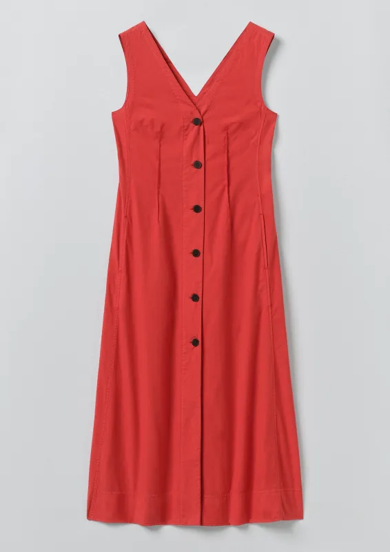 V Neck Cotton Linen Poplin Dress | Goji Berry made by TOAST