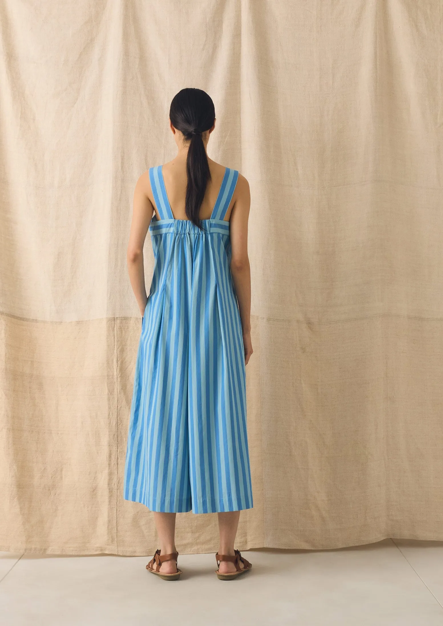 Oyo Stripe Cotton Jumpsuit | Aqua/Cornflower sold by TOAST product image thumbnail 4