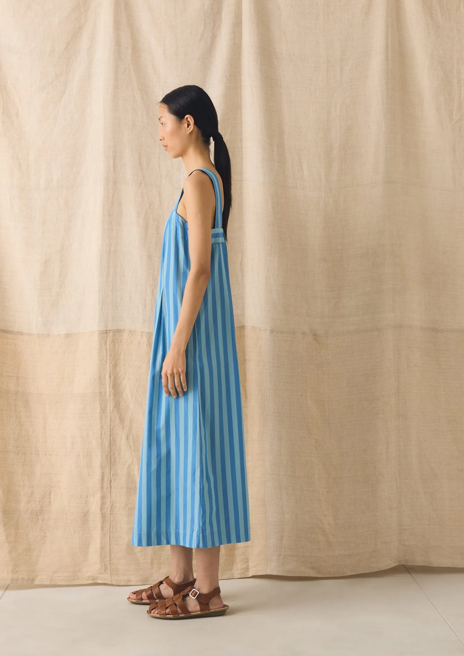 Oyo Stripe Cotton Jumpsuit | Aqua/Cornflower sold by TOAST product image thumbnail 3
