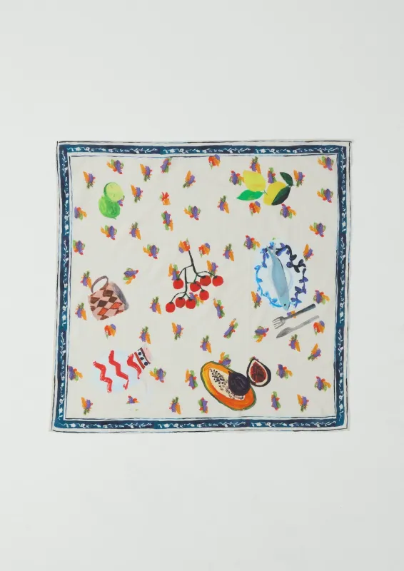 Table Setting Print Cotton Bandana | Ecru Multi made by TOAST