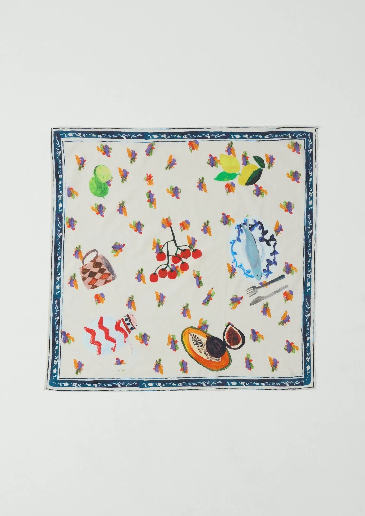 Table Setting Print Cotton Bandana | Ecru Multi sold by TOAST