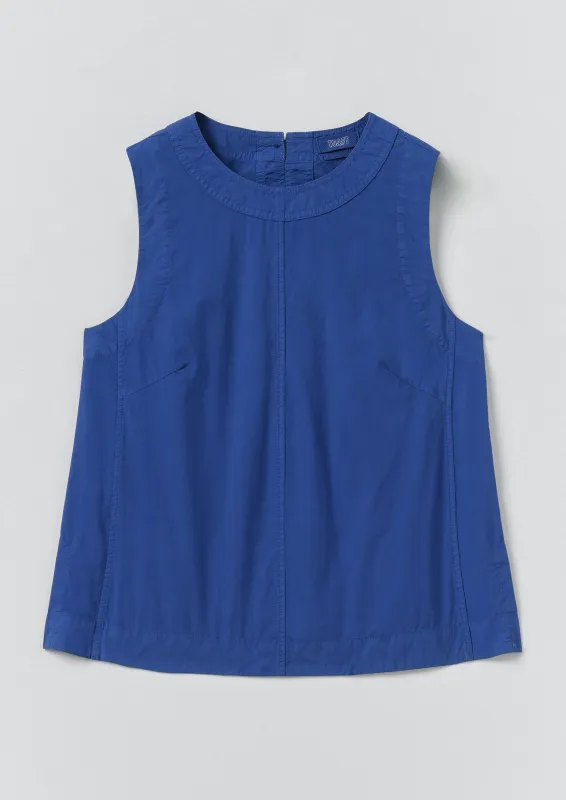 Panelled Garment Dyed Sleeveless Top | Carmine Blue made by TOAST