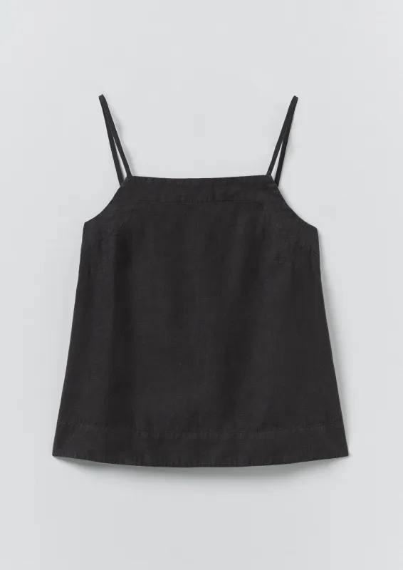 Square Neck Garment Dyed Linen Tank | Black Pepper made by TOAST