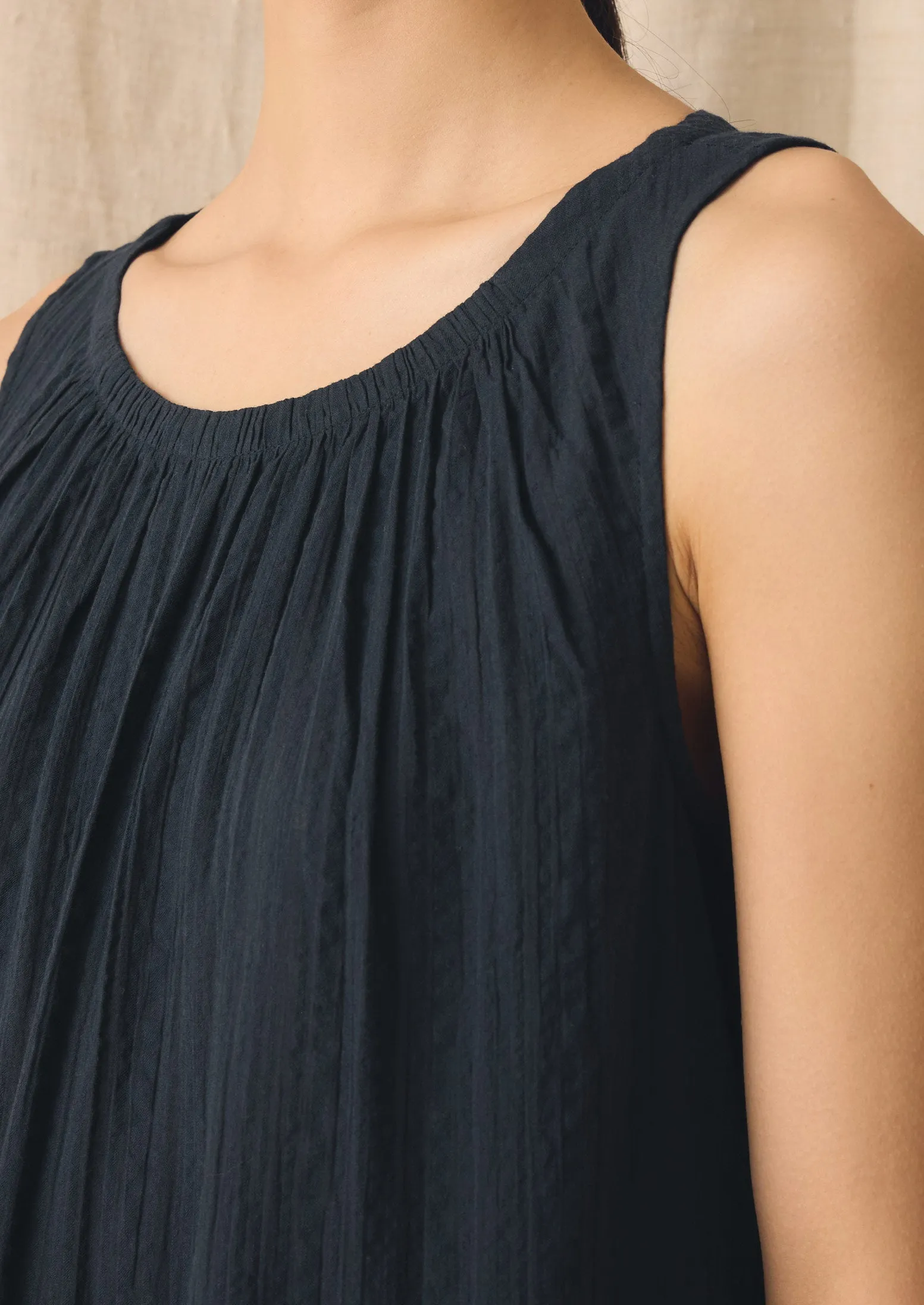 Lightweight Cotton Seersucker Dress | Navy sold by TOAST product image thumbnail 5