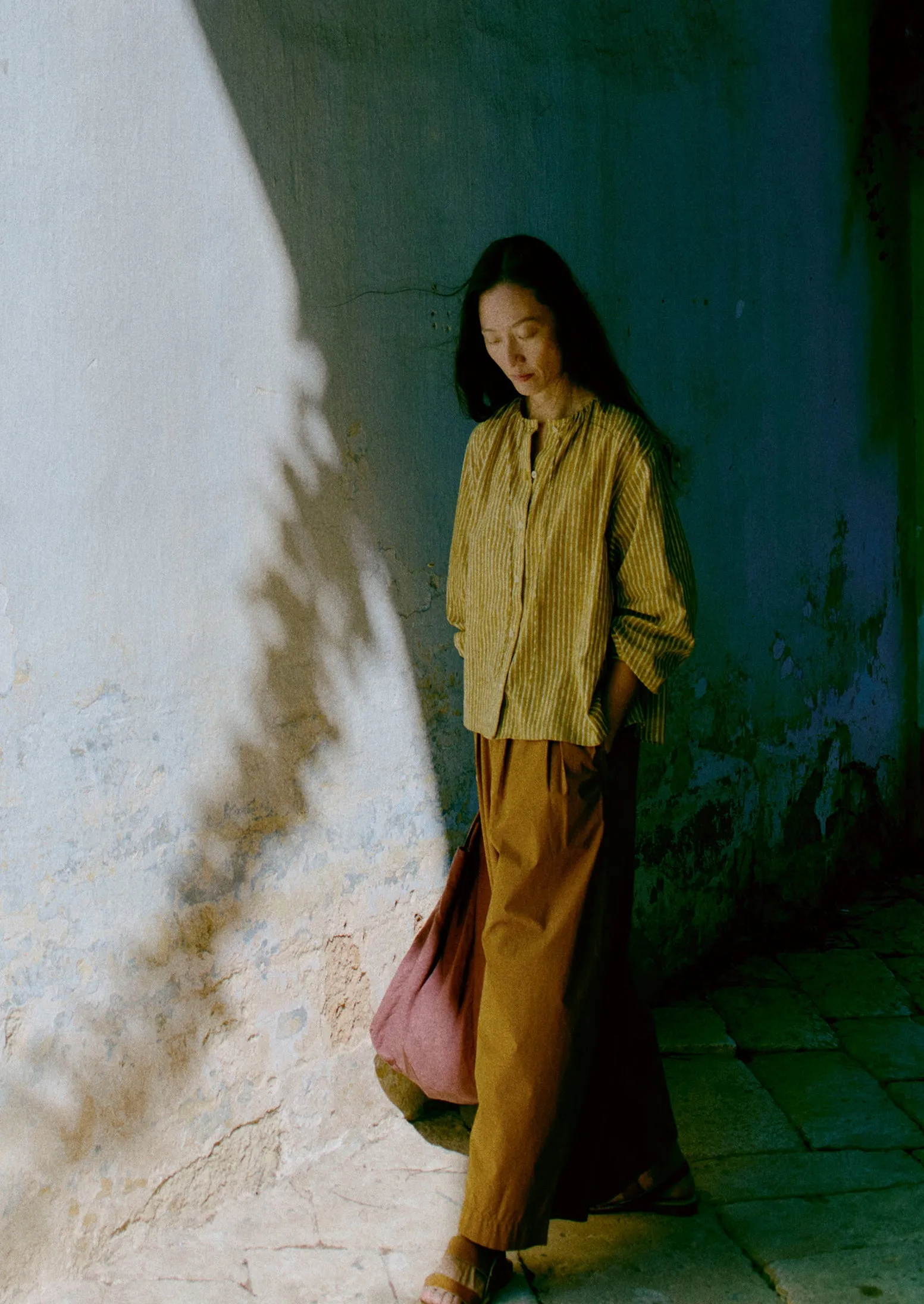 Pleated Pull On Cotton Poplin Trousers | Dhal sold by TOAST product image thumbnail 2