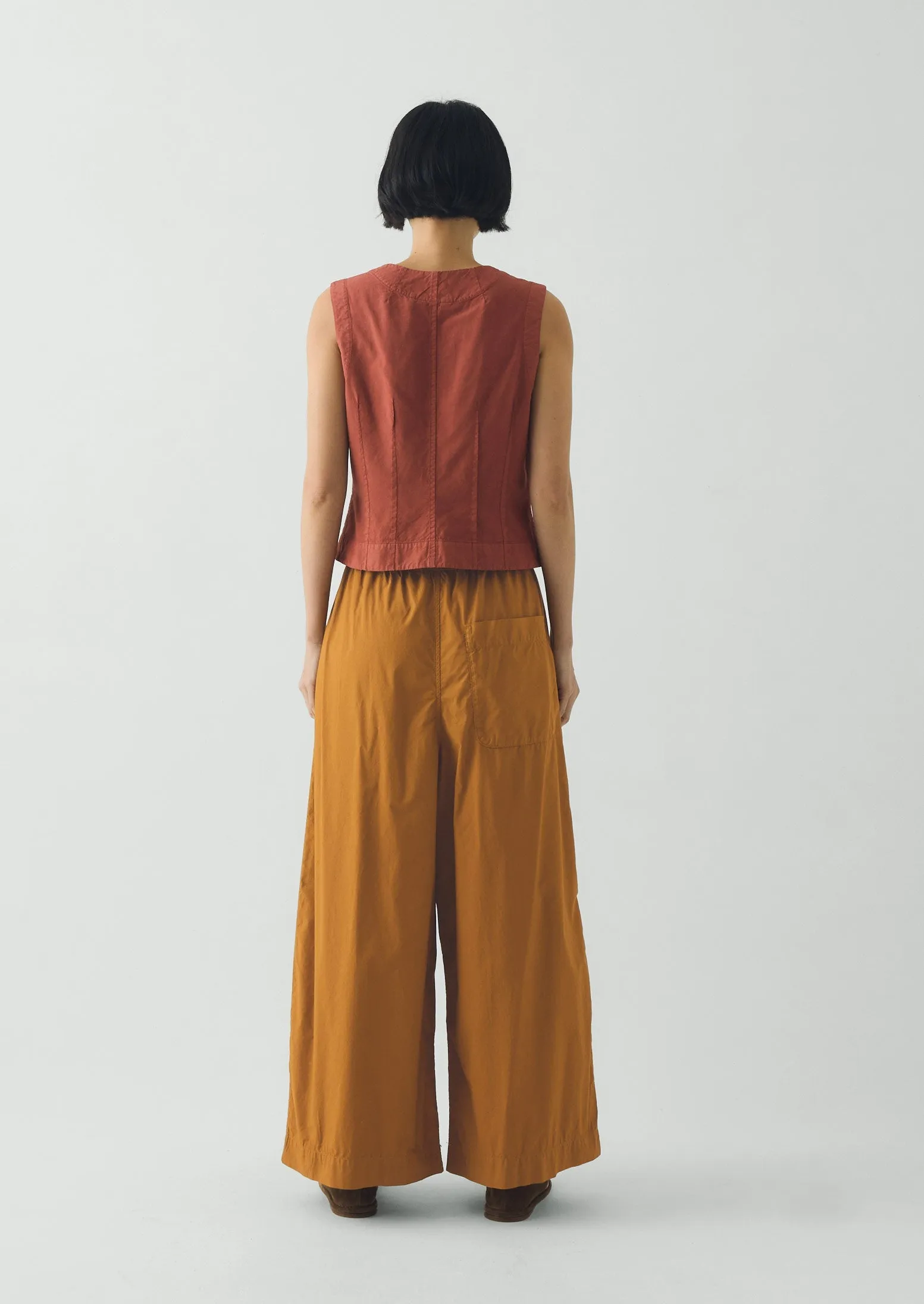 Pleated Pull On Cotton Poplin Trousers | Dhal sold by TOAST product image thumbnail 4