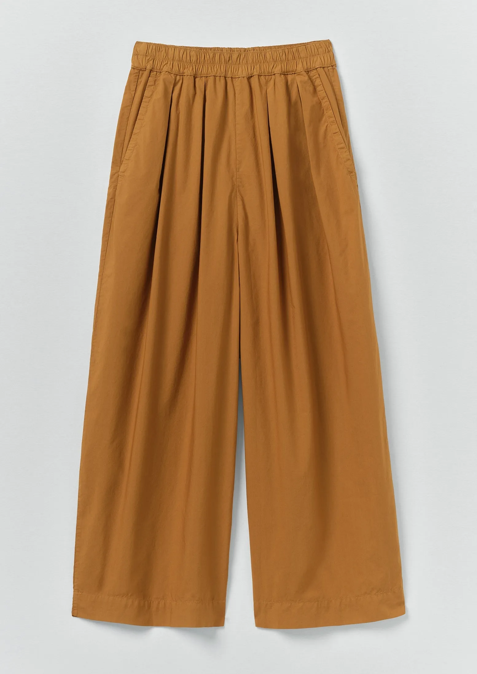 Pleated Pull On Cotton Poplin Trousers | Dhal sold by TOAST