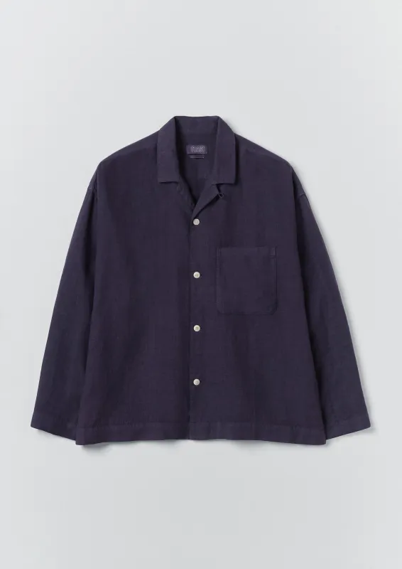 Camp Collar Garment Dyed Linen Shirt | Blueberry made by TOAST