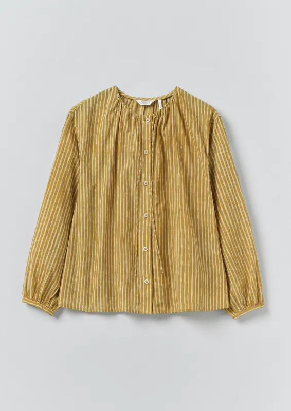 Natural Dye Stripe Cotton Gathered Top | Tumeric made by TOAST