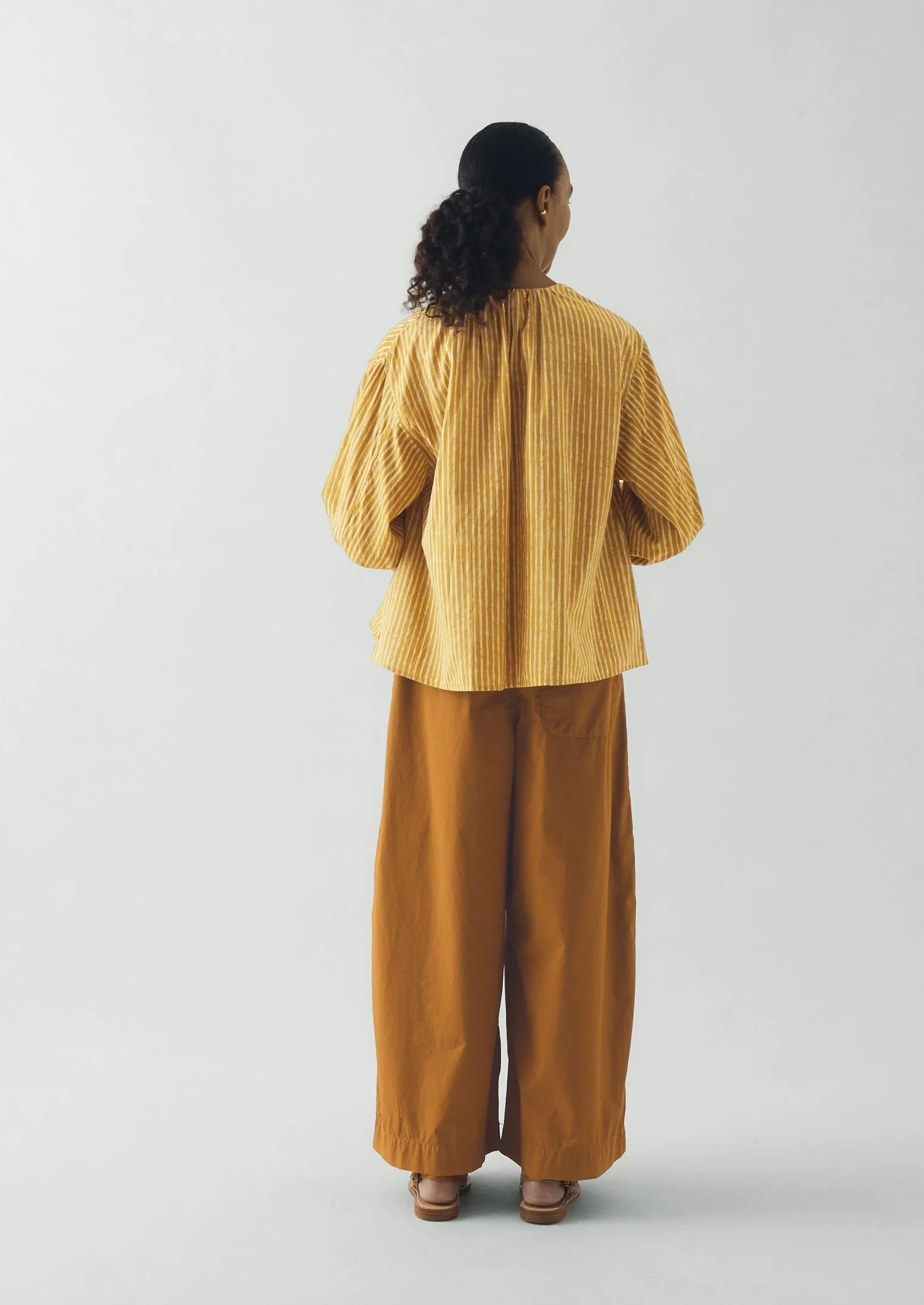 Natural Dye Stripe Cotton Gathered Top | Tumeric sold by TOAST product image thumbnail 5