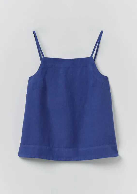Square Neck Garment Dyed Linen Tank | Carmine Blue made by TOAST