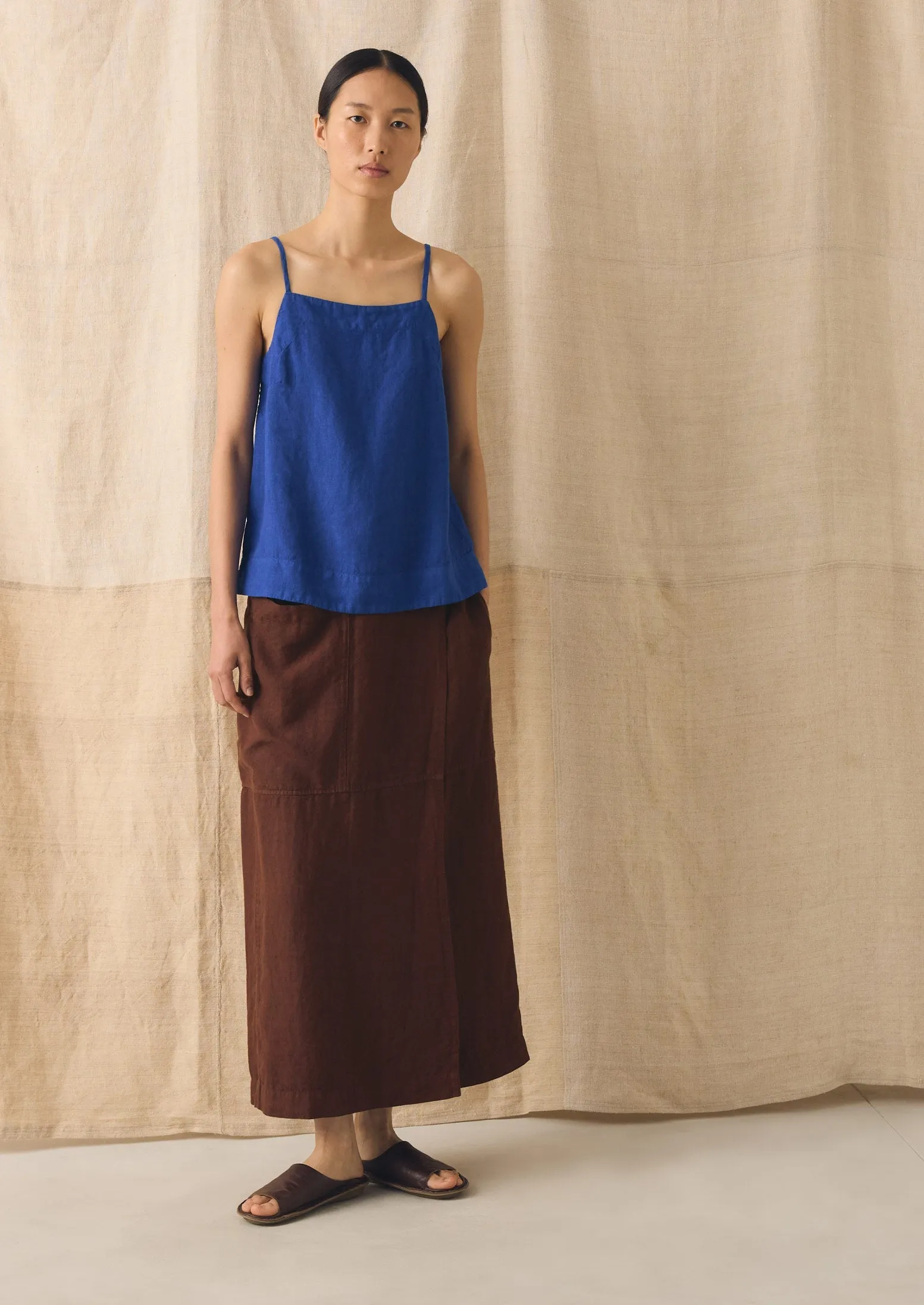 Square Neck Garment Dyed Linen Tank | Carmine Blue sold by TOAST product image thumbnail 2