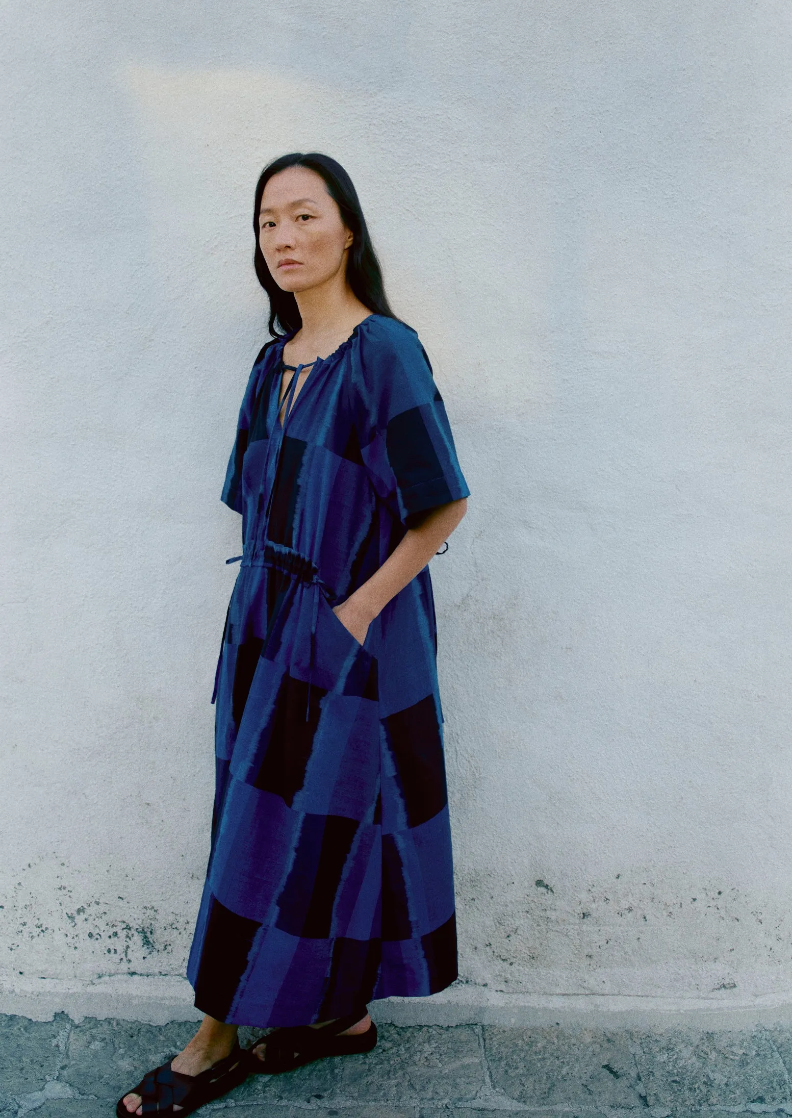 Sobremesa Cotton Ikat Dress | Bright Blue sold by TOAST product image thumbnail 3
