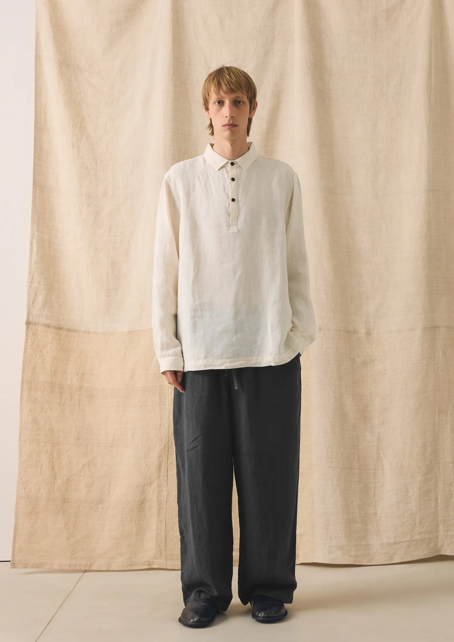 Half Placket Linen Shirt | Parchment sold by TOAST product image thumbnail 3