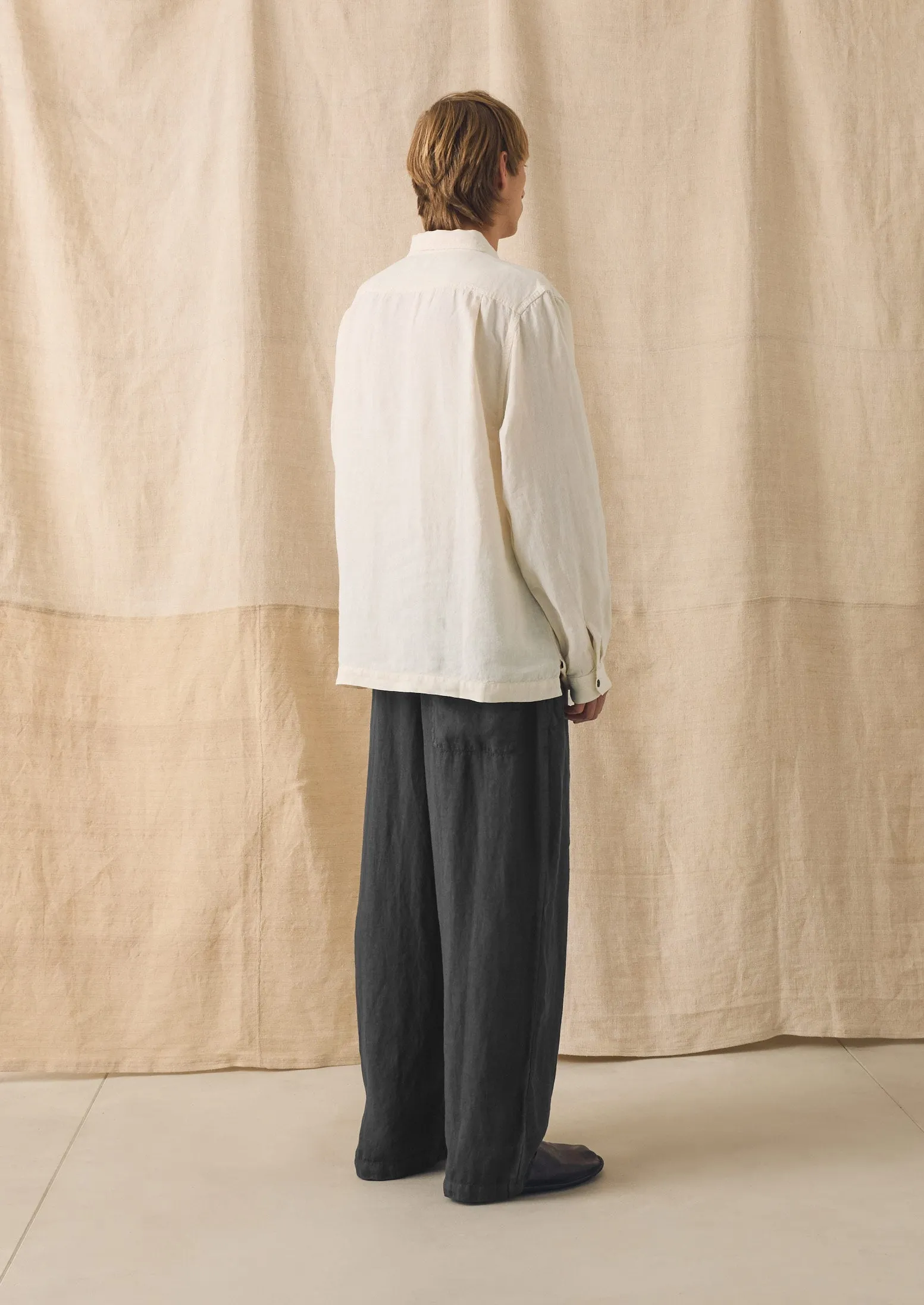 Half Placket Linen Shirt | Parchment sold by TOAST product image thumbnail 5