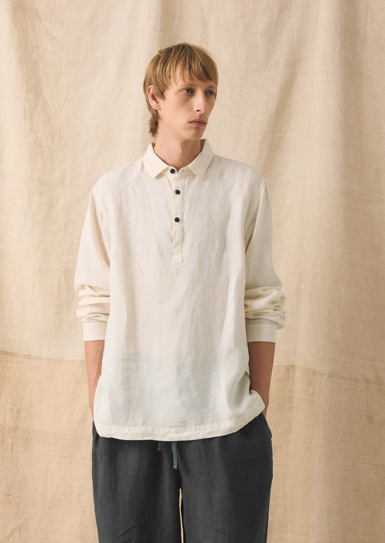 Half Placket Linen Shirt | Parchment sold by TOAST product image thumbnail 2