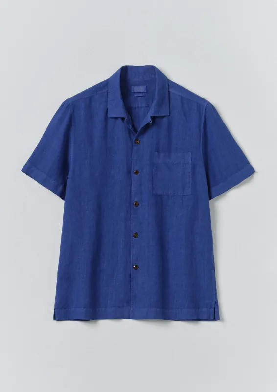 Linen Short Sleeve Shirt | Carmine Blue made by TOAST