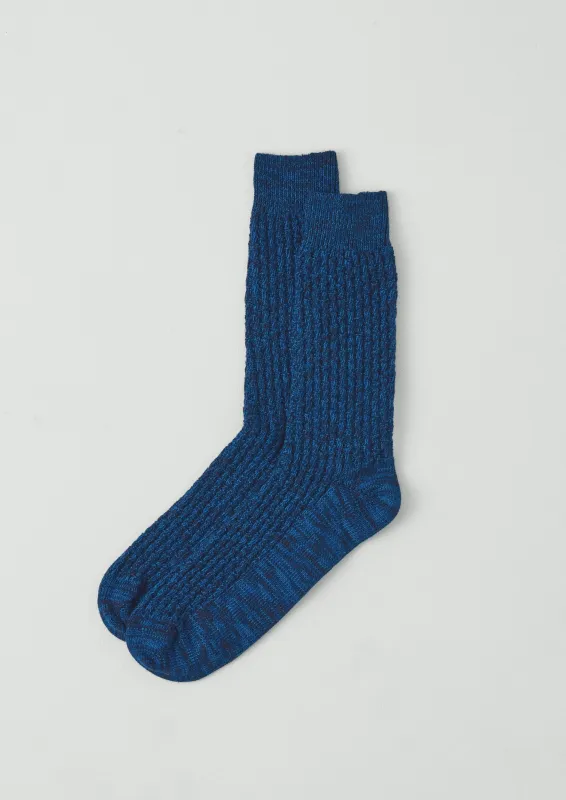 Textured Ribbed Cotton Socks | Cobalt made by TOAST