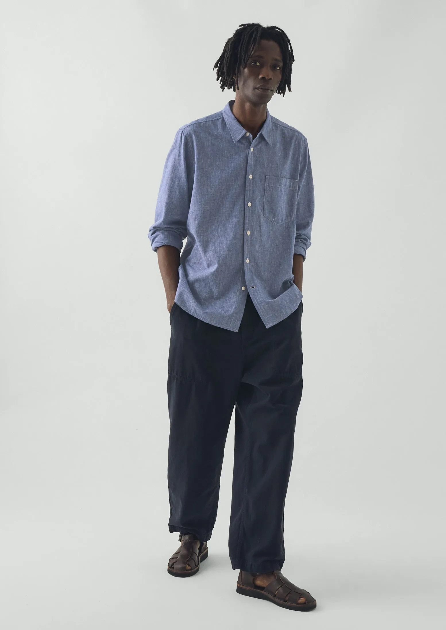 Cotton Linen Chambray Shirt | Chambray Blue sold by TOAST product image thumbnail 2