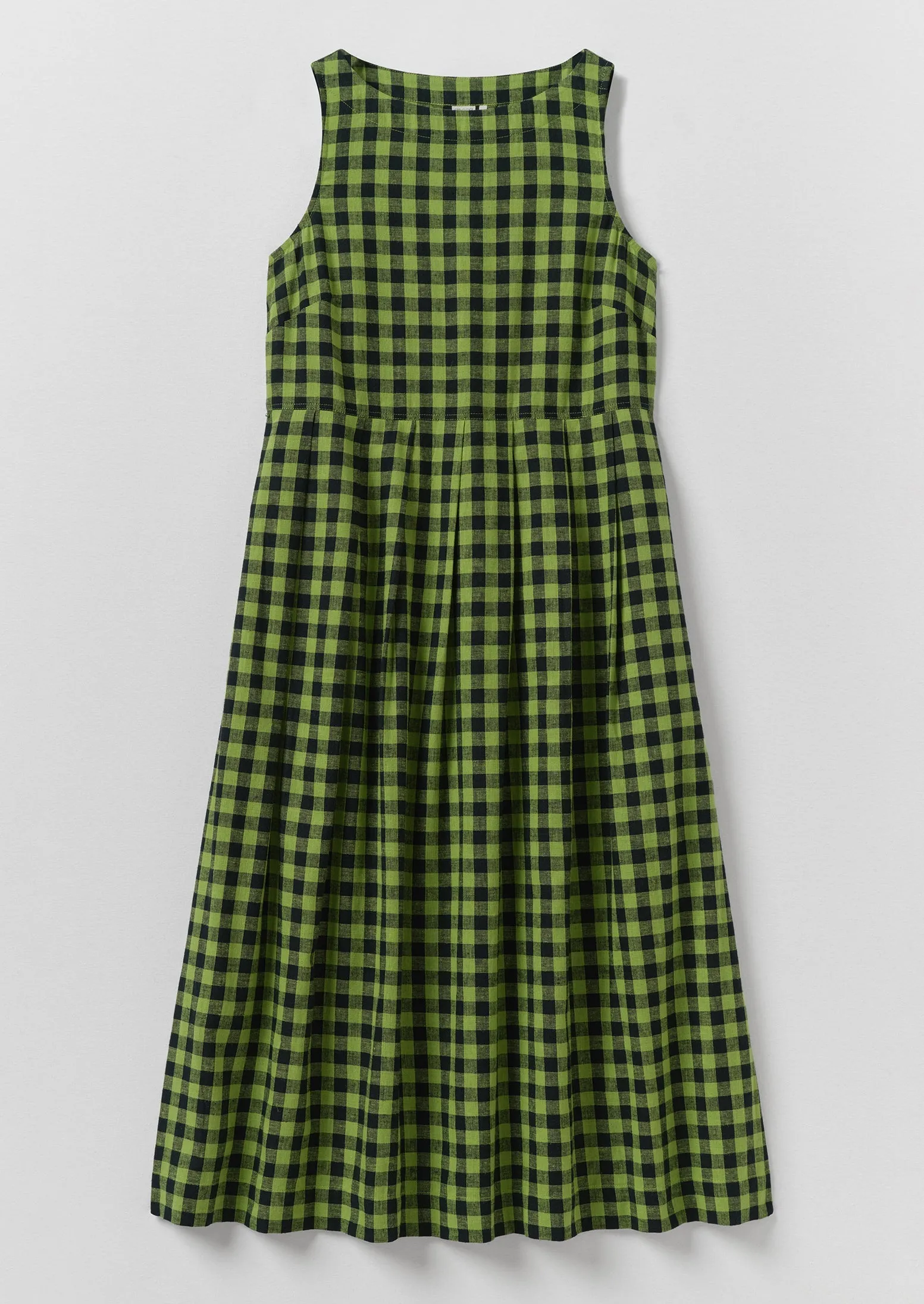 Aila Linen Cotton Gingham Check Dress | Beetle Green sold by TOAST