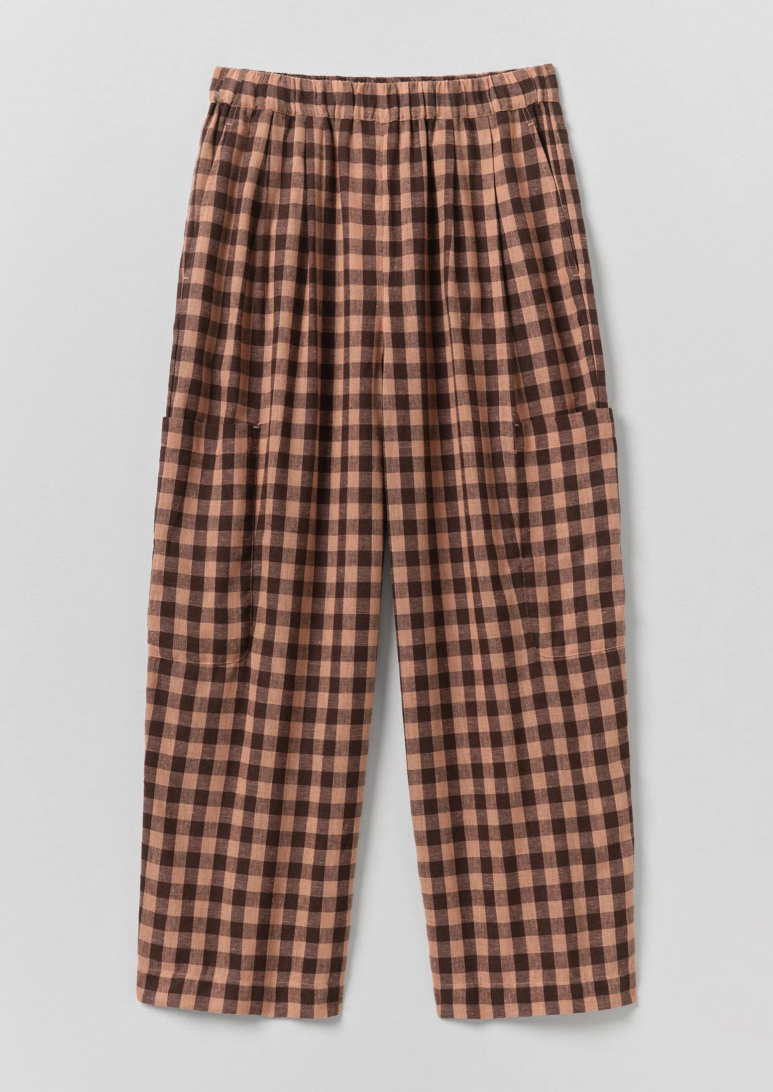 Gingham Linen Cotton Patch Pocket Trousers | Rosewood sold by TOAST