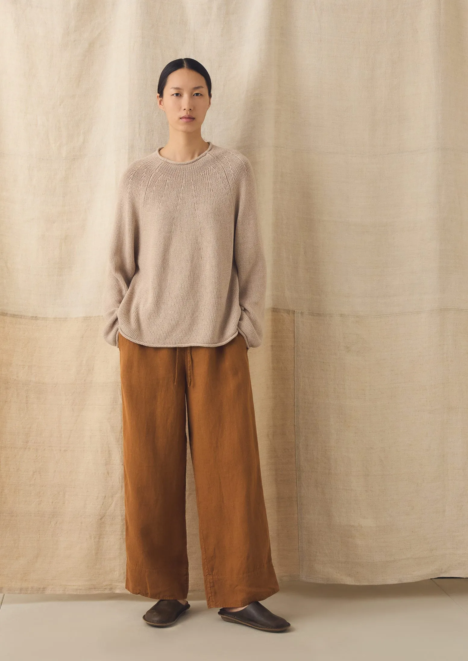 Garment Washed Linen Wide Trousers | Desert Sand sold by TOAST product image thumbnail 4