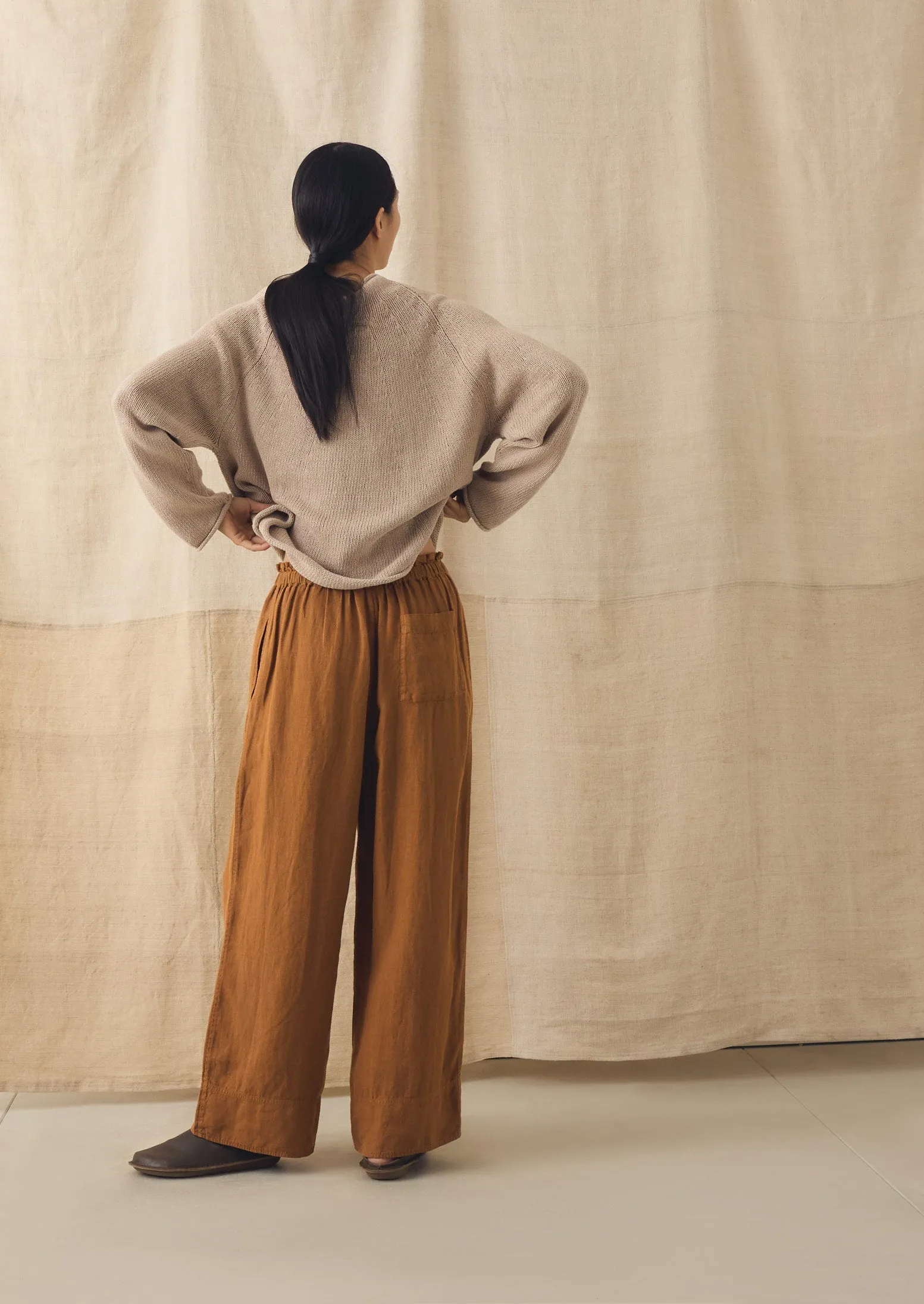 Garment Washed Linen Wide Trousers | Desert Sand sold by TOAST product image thumbnail 5