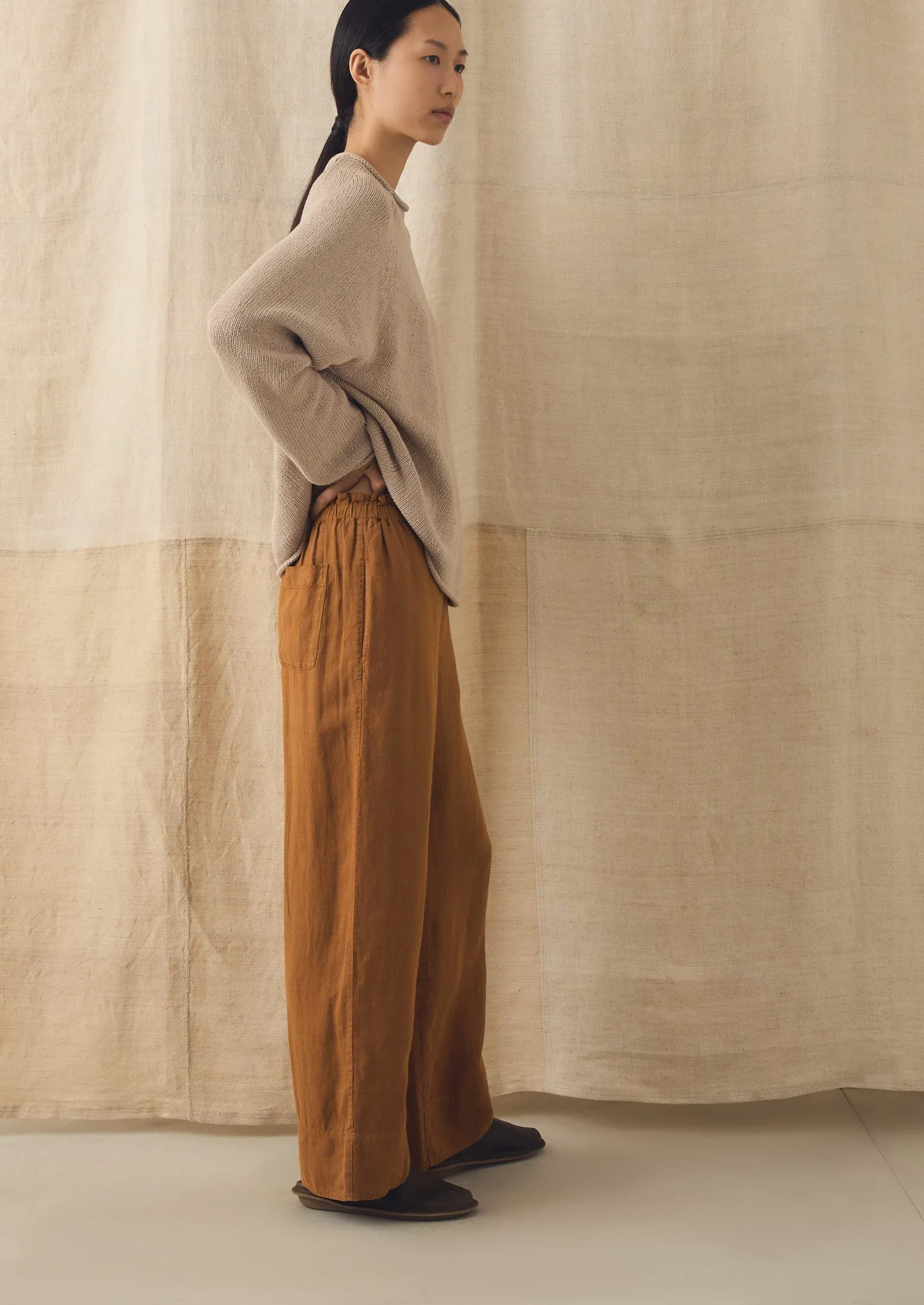 Garment Washed Linen Wide Trousers | Desert Sand sold by TOAST product image thumbnail 2
