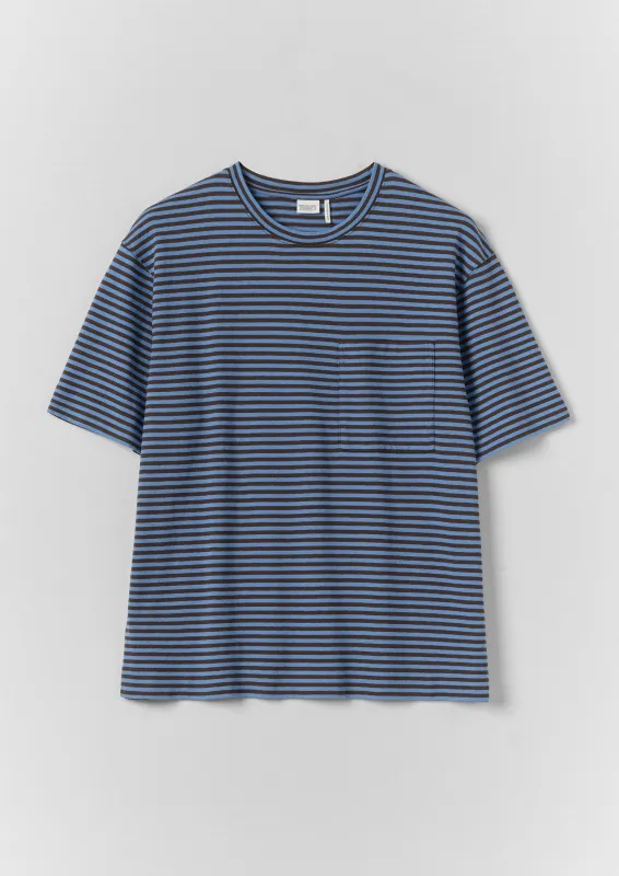Bold Stripe Cotton Short Sleeve Tee | Azure Blue/Tawny Brown made by TOAST
