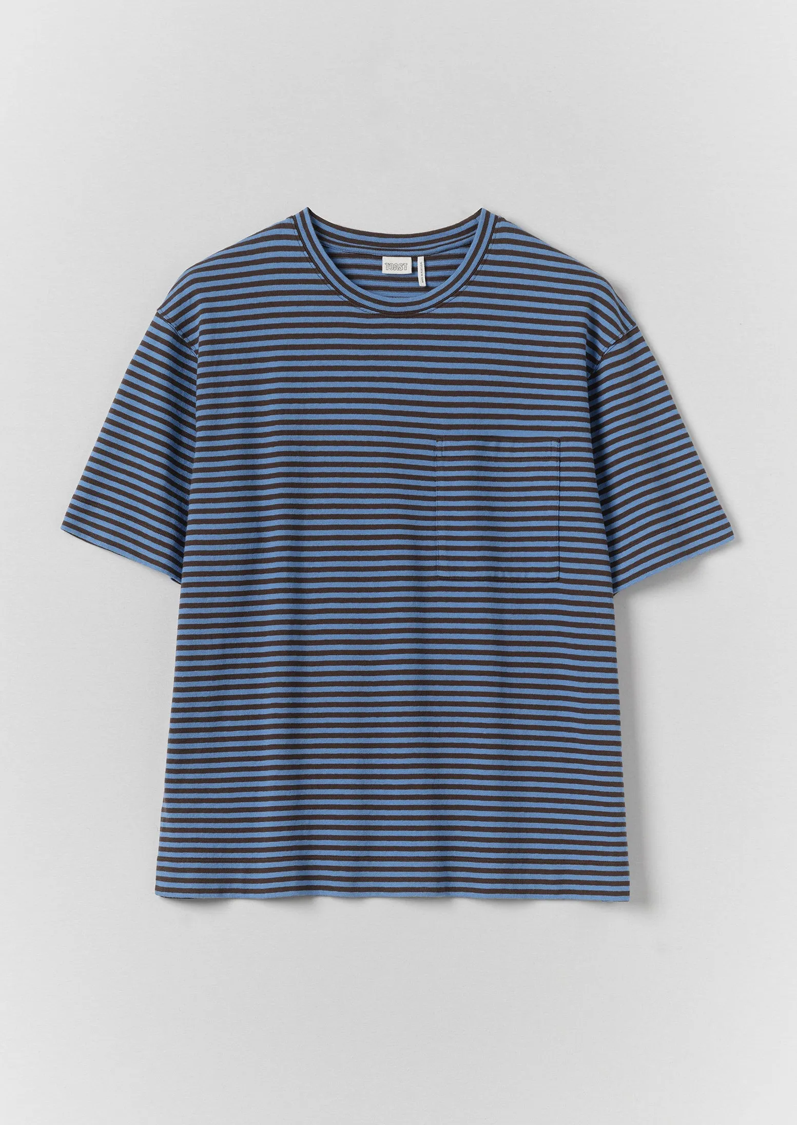 Bold Stripe Cotton Short Sleeve Tee | Azure Blue/Tawny Brown sold by TOAST