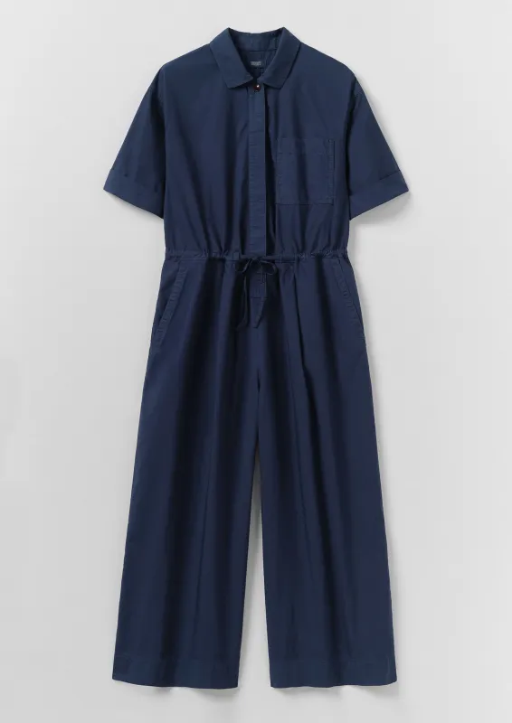 Wide Leg Cotton Poplin Jumpsuit | Navy Blue made by TOAST