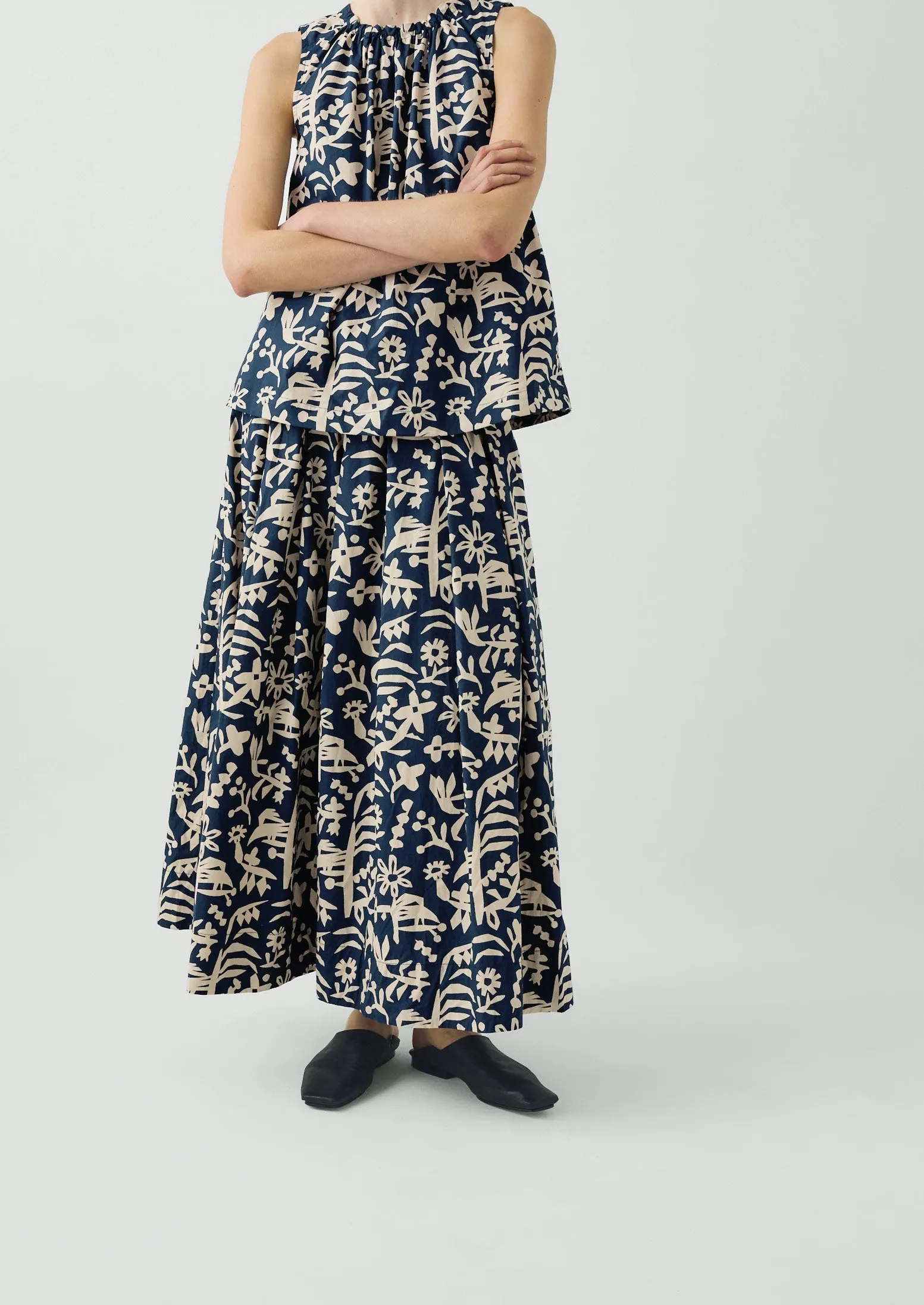 Emma Carlow Cut Out Print Cotton Skirt | Indigo Blue sold by TOAST product image thumbnail 3
