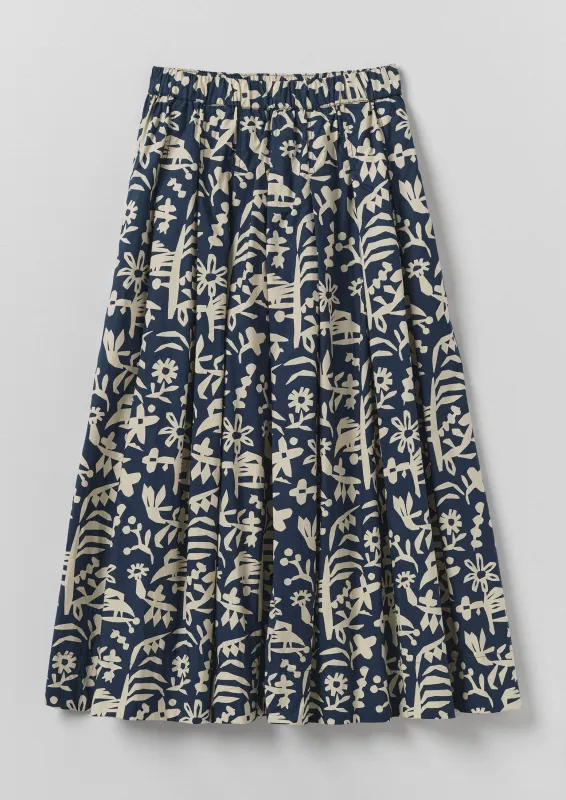 Emma Carlow Cut Out Print Cotton Skirt | Indigo Blue made by TOAST