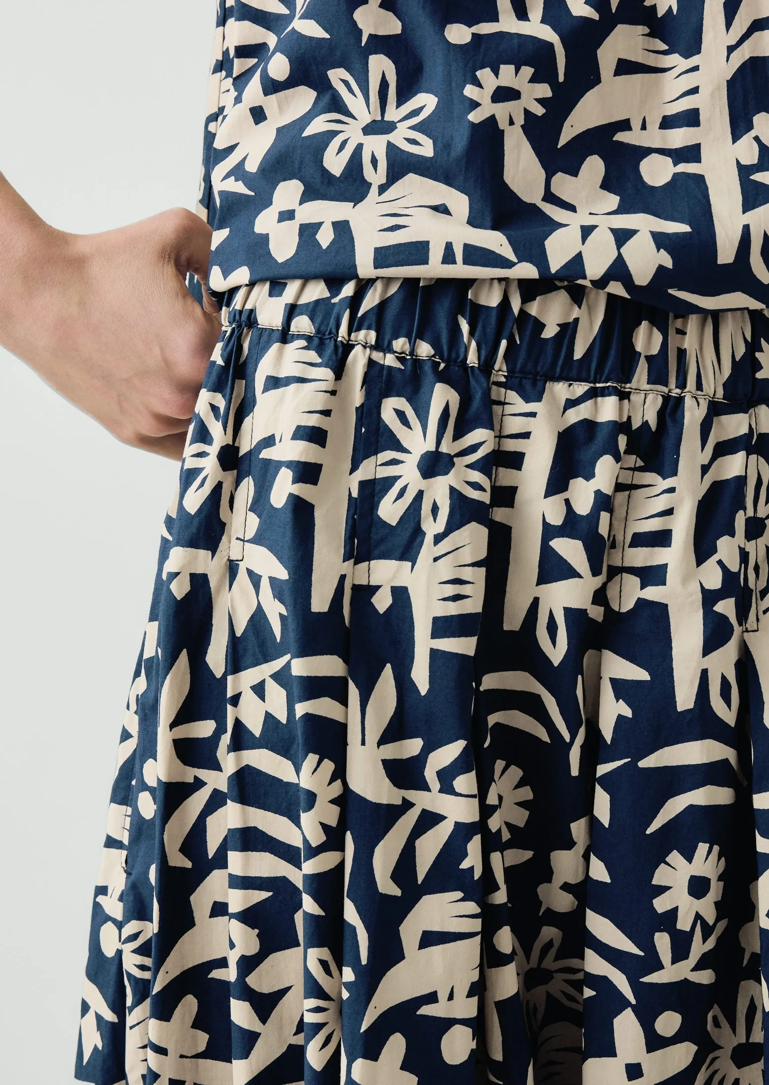 Emma Carlow Cut Out Print Cotton Skirt | Indigo Blue sold by TOAST product image thumbnail 5