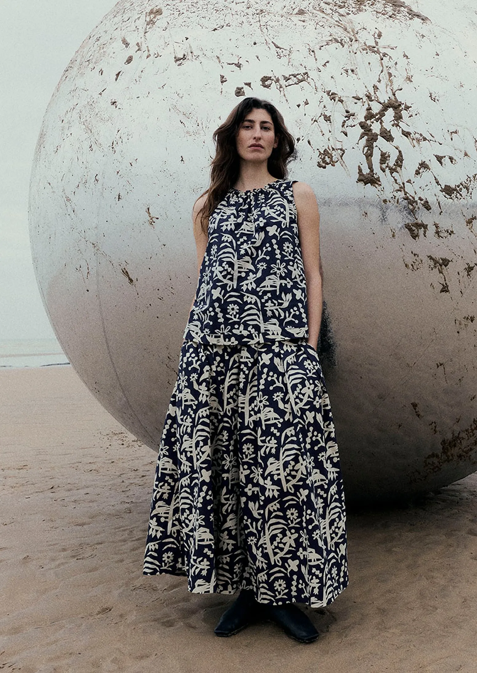Emma Carlow Cut Out Print Cotton Skirt | Indigo Blue sold by TOAST product image thumbnail 2