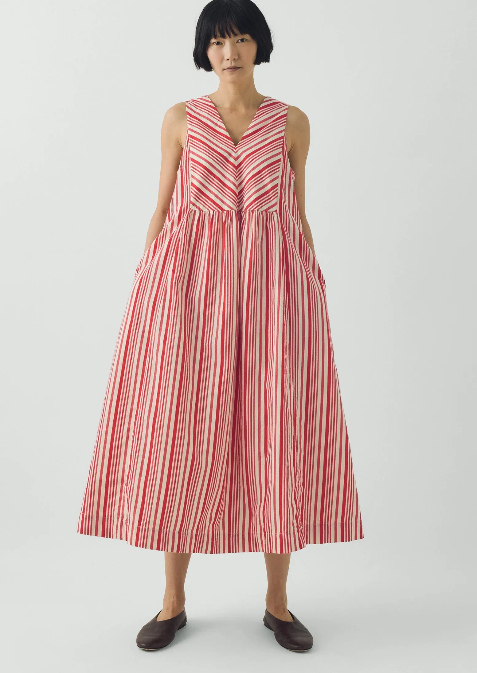 Maypole Stripe Cotton Dress | Vibrant Red sold by TOAST product image thumbnail 3