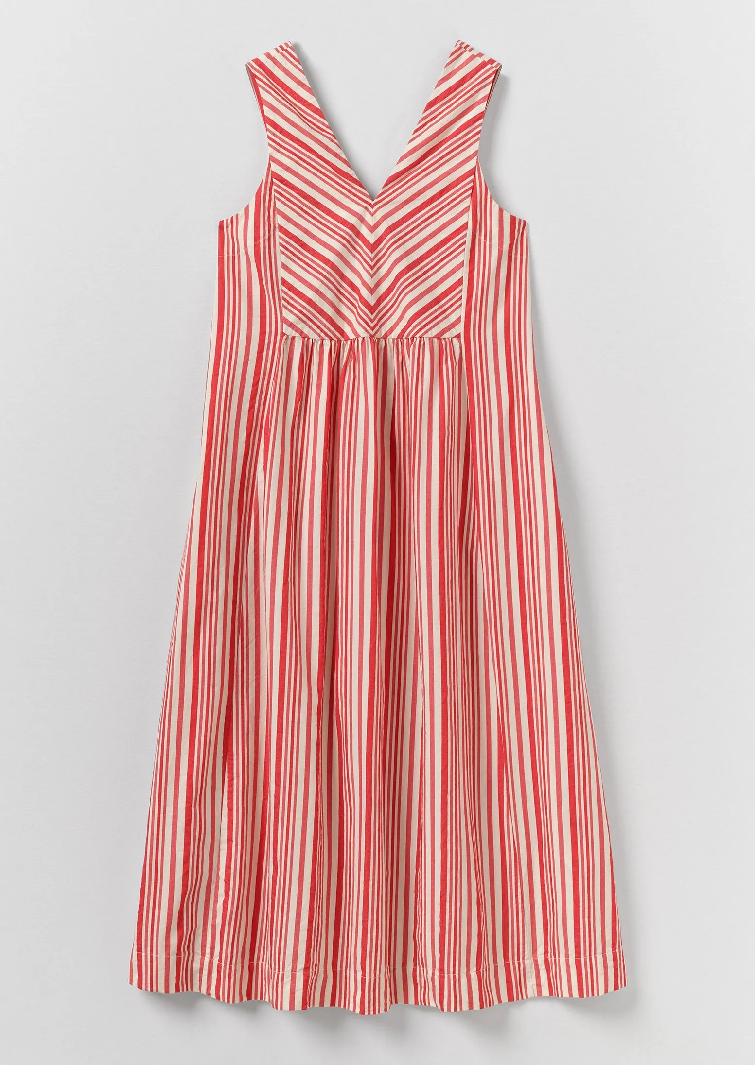 Maypole Stripe Cotton Dress | Vibrant Red sold by TOAST