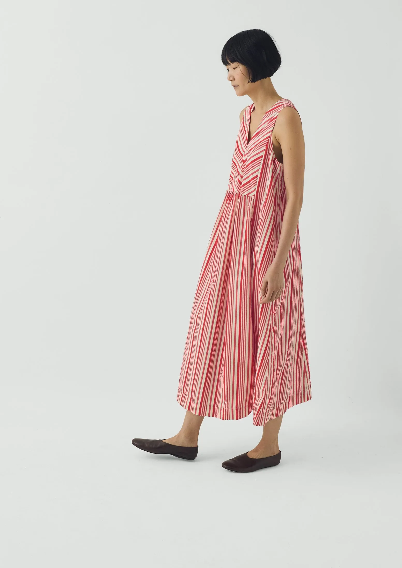 Maypole Stripe Cotton Dress | Vibrant Red sold by TOAST product image thumbnail 5