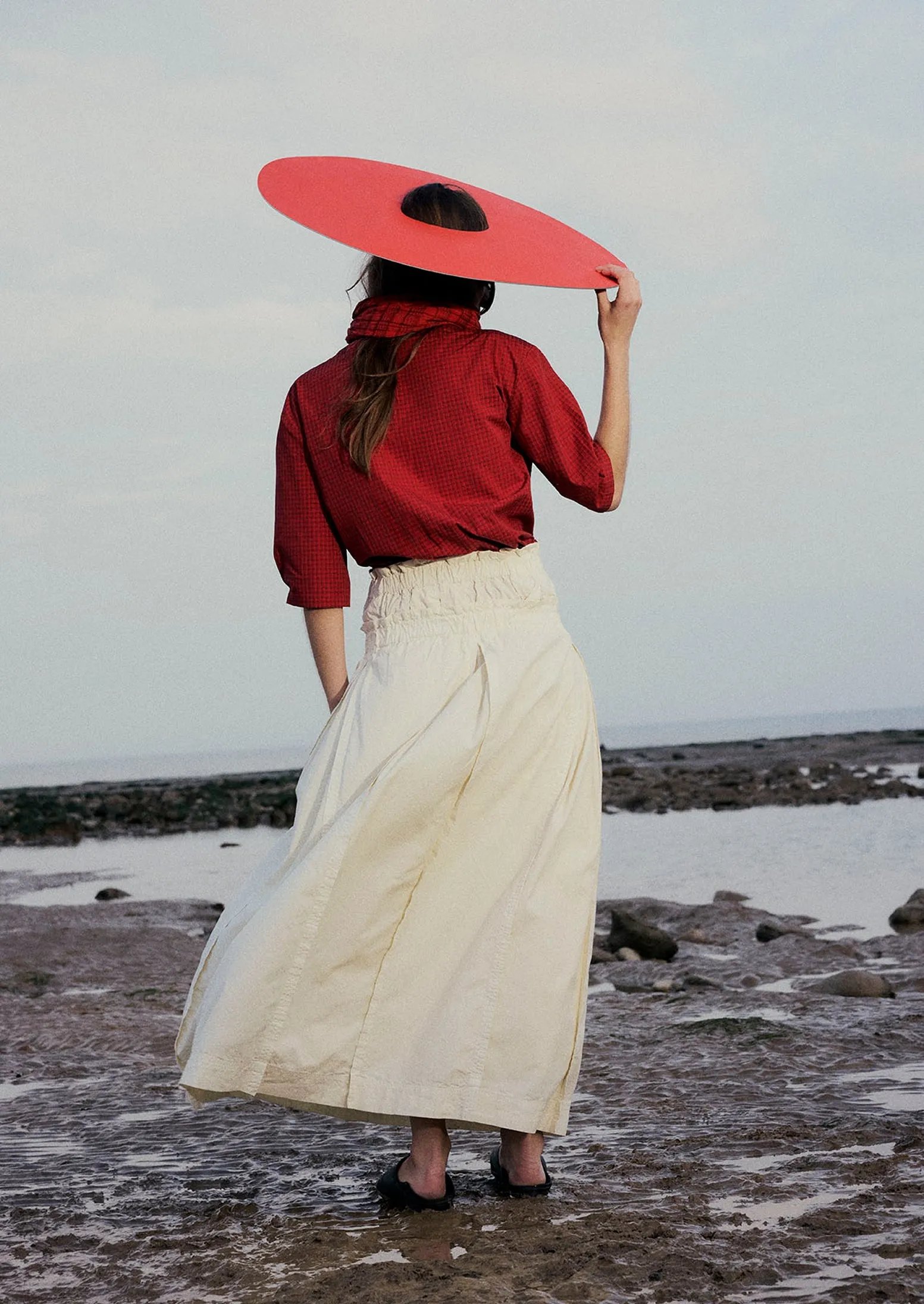 Cotton Linen Poplin Box Pleat Skirt | Ecru sold by TOAST product image thumbnail 3