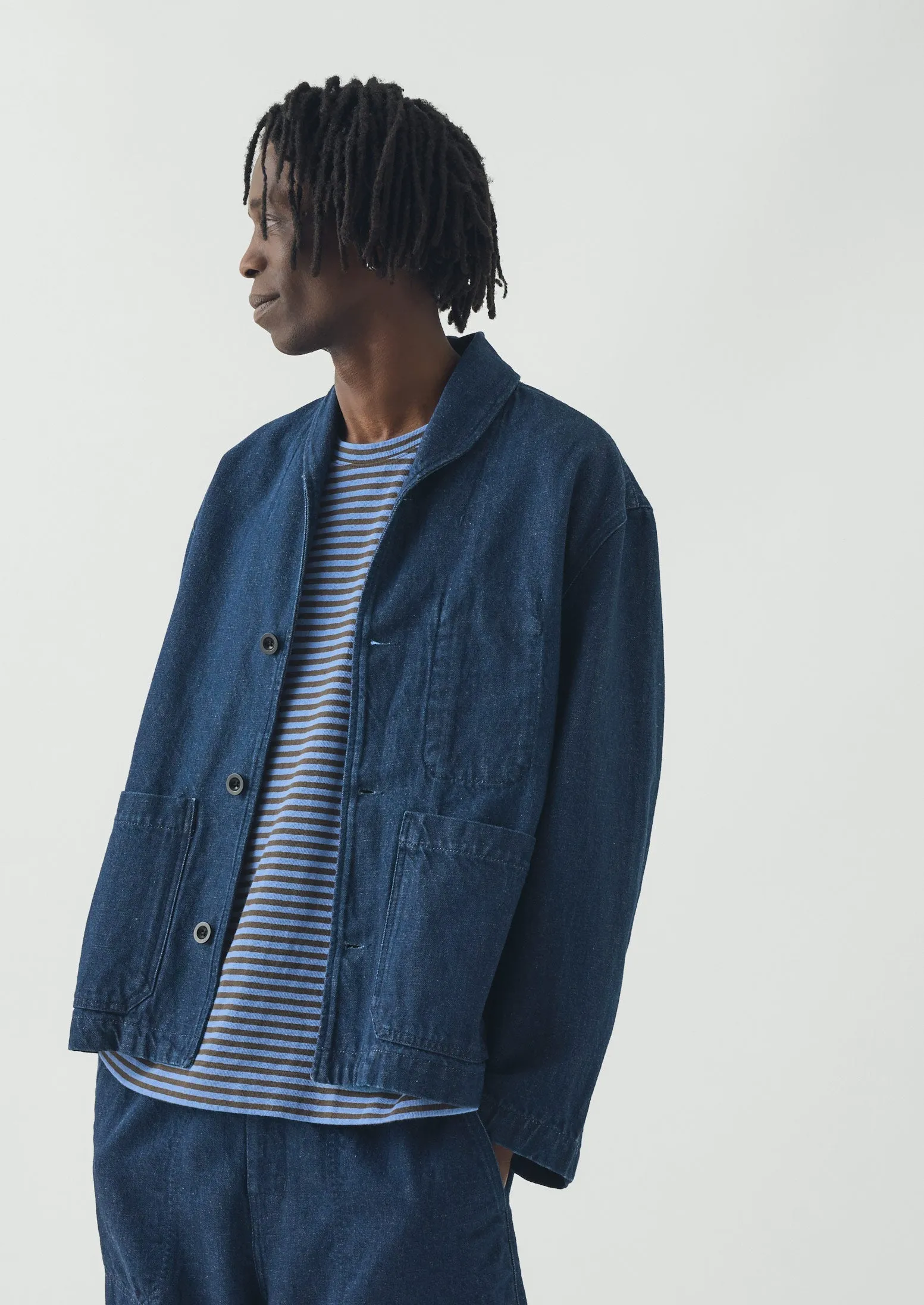 Cotton Linen Denim Jacket | Indigo sold by TOAST product image thumbnail 2