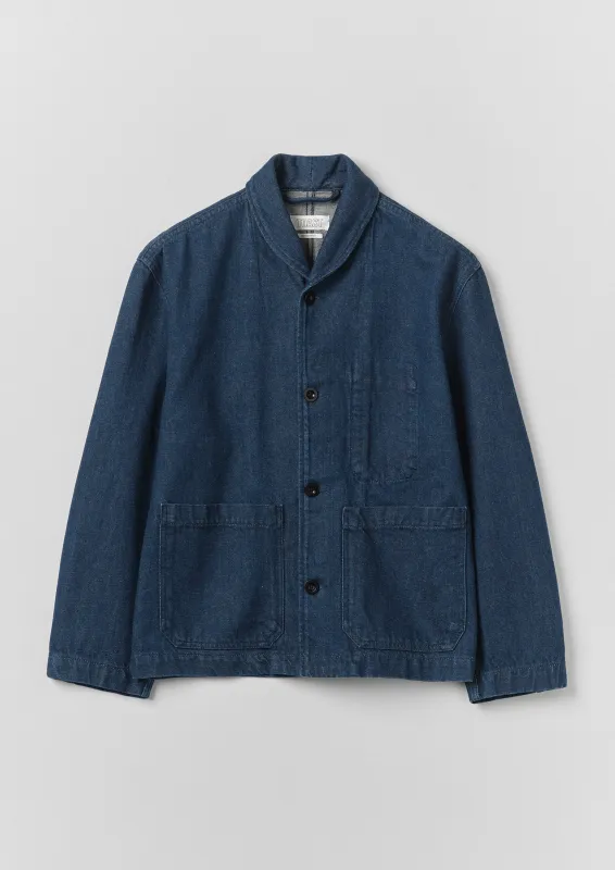 Cotton Linen Denim Jacket | Indigo made by TOAST