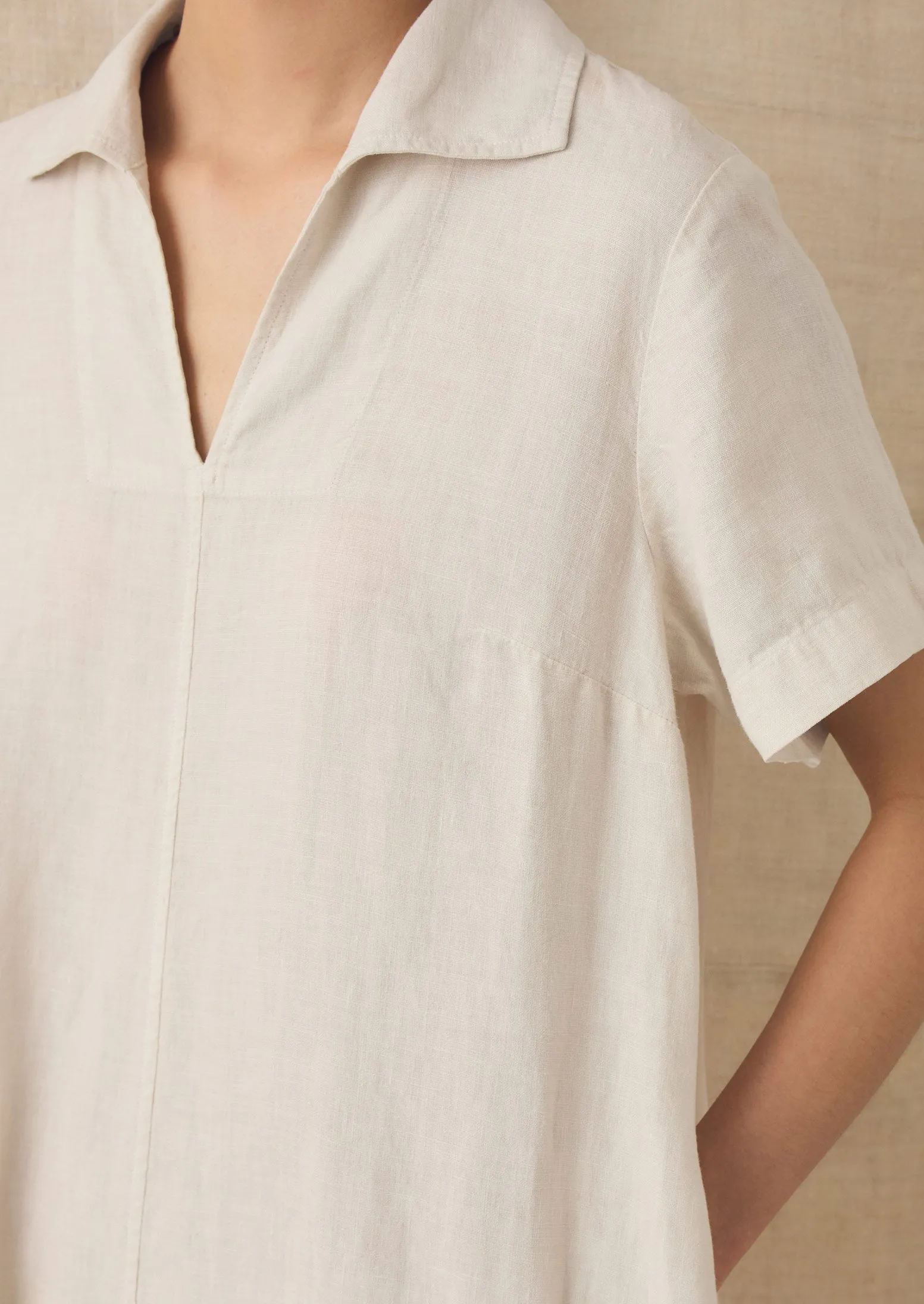 Collared Garment Dyed Linen Dress | Oat sold by TOAST product image thumbnail 4