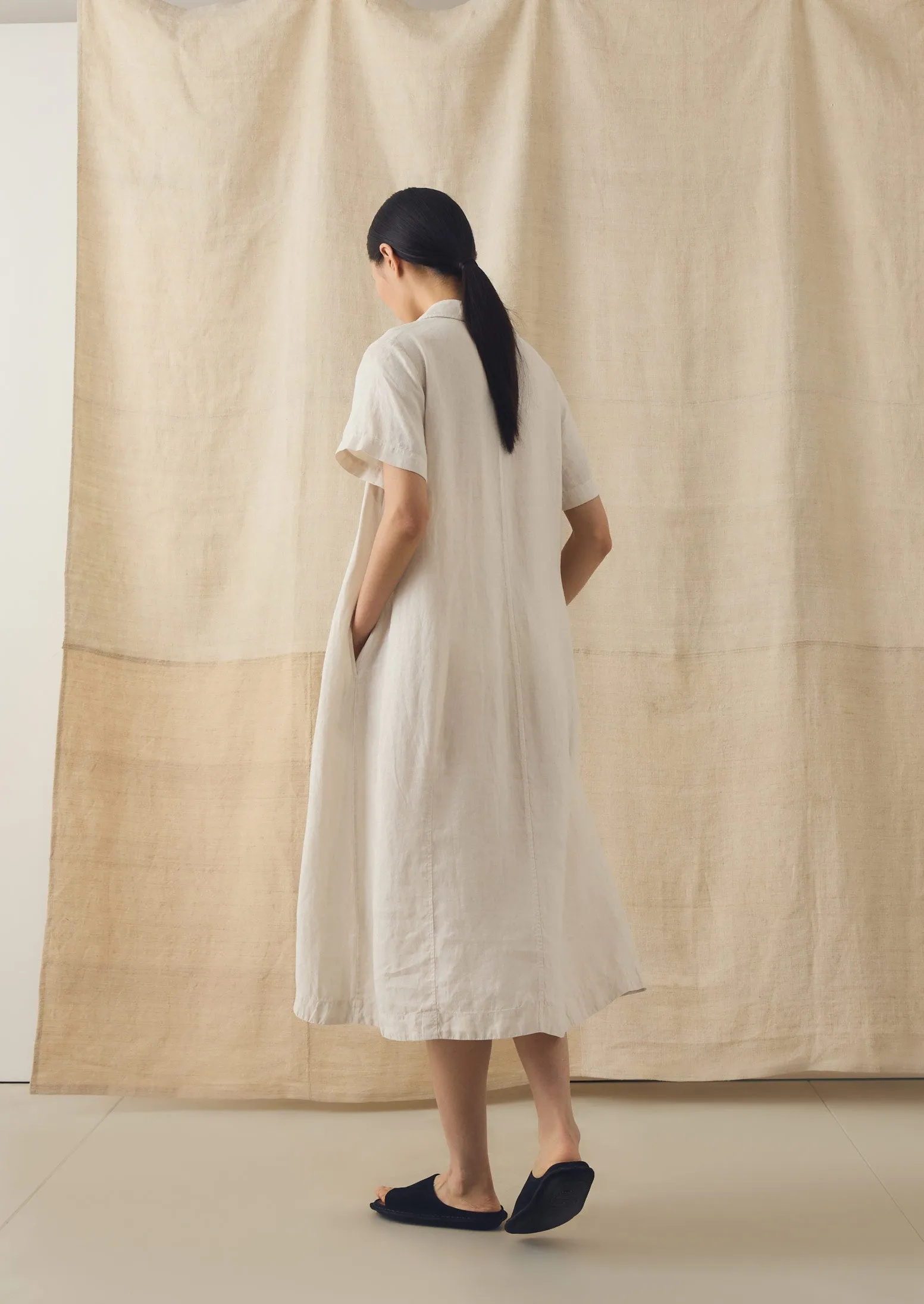 Collared Garment Dyed Linen Dress | Oat sold by TOAST product image thumbnail 5